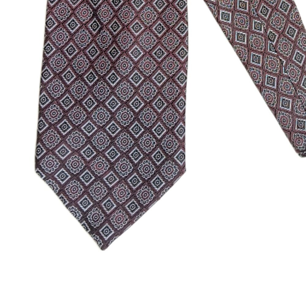 Joseph & Feiss Silk Tie Mens X-Long 64” Eggplant Purple Black Geometric Wide New